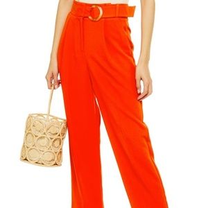 Topshop bright red buckle trouser pants